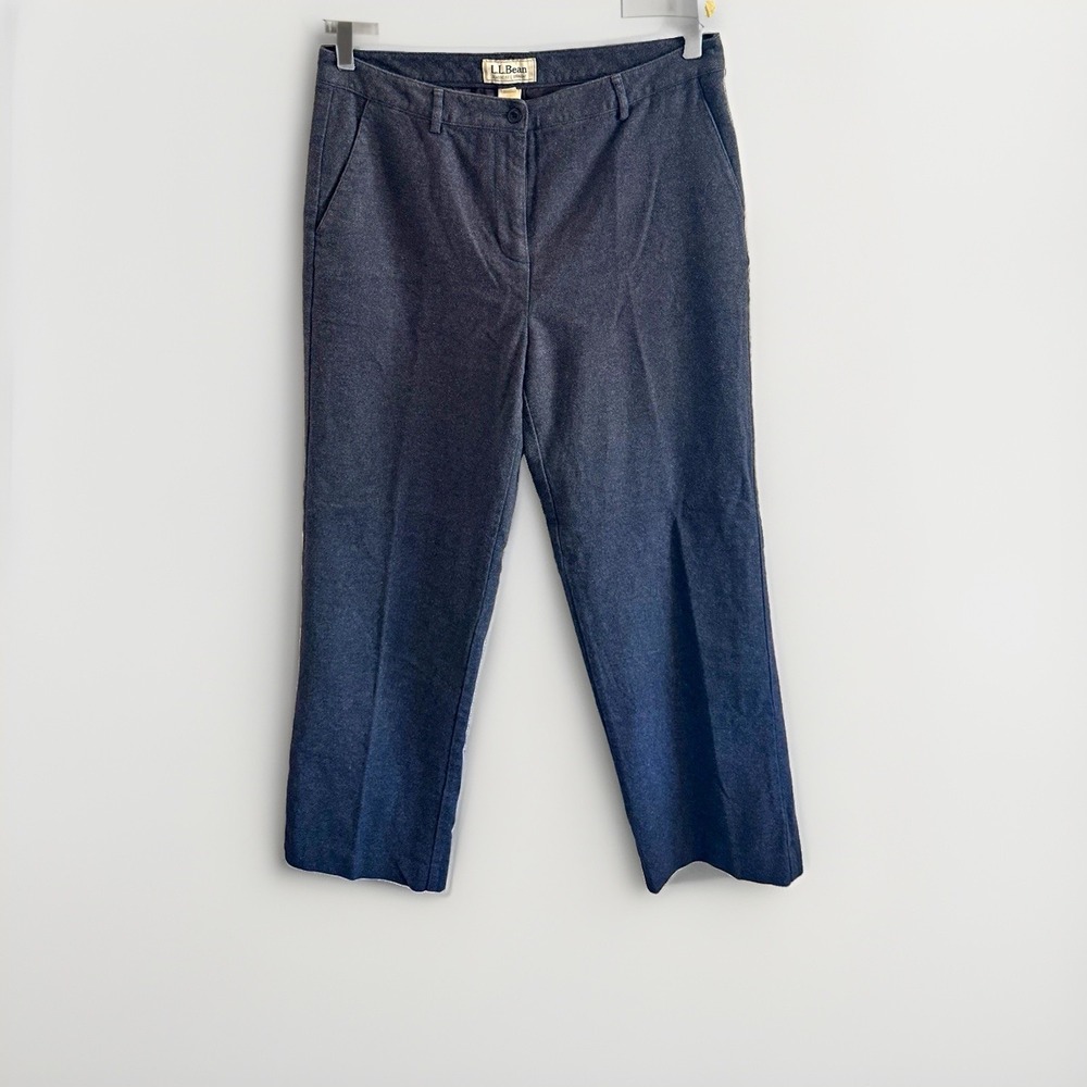L.L.Bean Gray Lined Flannel Straight Leg Pants Womens 12 Classic Fit Pockets